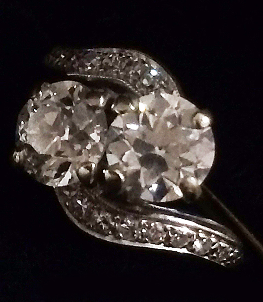 Stunning ladies' diamond ring with two large diamonds totaling over two carats total weight. Tim’s Inc. Auctions image